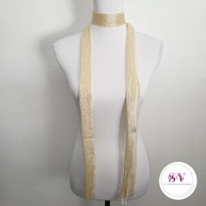 Beige wrap around scarf with gold specks